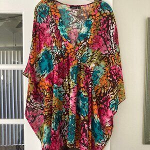 Apt. 9 Tropical Vacation Cruise Swim Cover Up Blouse  Large